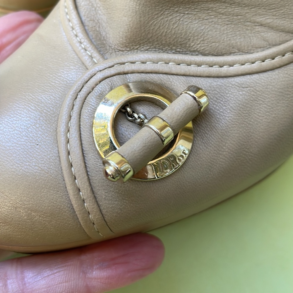 Dark cream/gold Christian Dior all leather booties - Picture 2 of 16